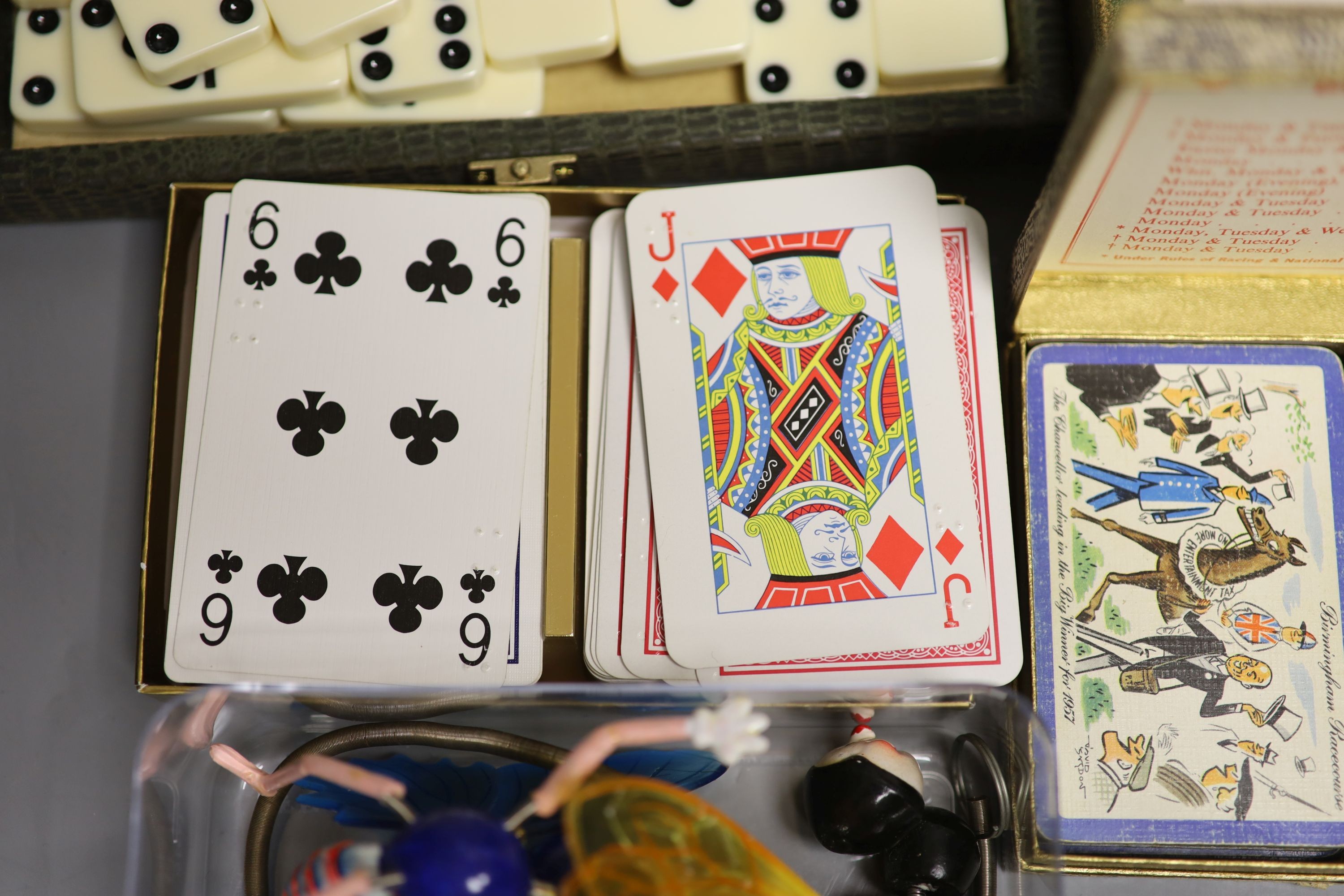 Various card games, Dominoes, etc.